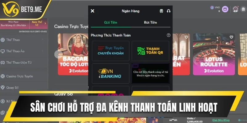 Sân chơi hỗ trợ đa kênh thanh toán linh hoạt